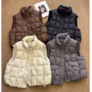 欧洲站冬季 羽绒马夹 潮小方格白鸭绒羽绒马甲女小立领针织拼接厚款