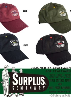 日潮小众 SURPLUS磨毛复古工装做旧阿美咔叽棉布棒球帽日单鸭舌帽