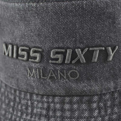 miss sixty帽子女潮流百搭渔夫帽遮阳显脸小时尚素黑色牛仔布盆帽