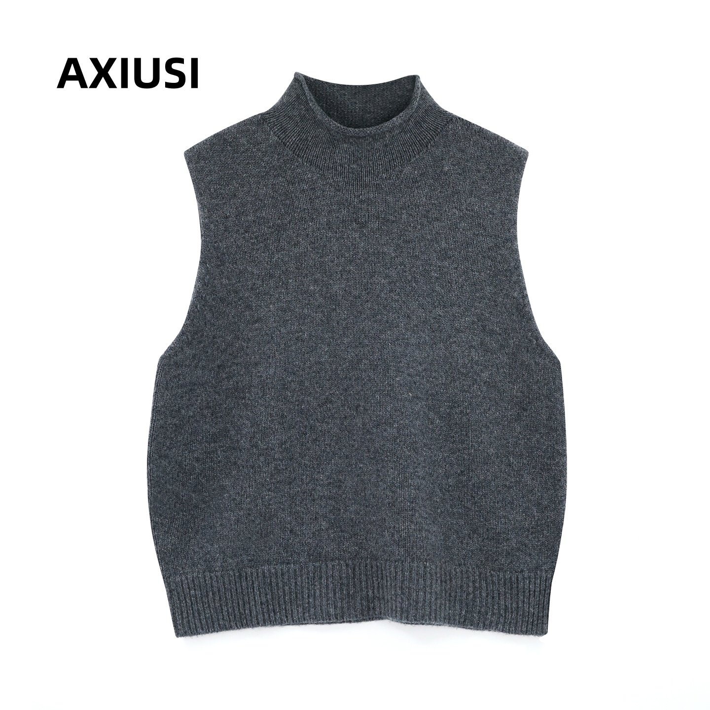 2025秋冬新款半高领叠穿洋气纯羊毛针织马甲女内搭保暖毛衣红背心