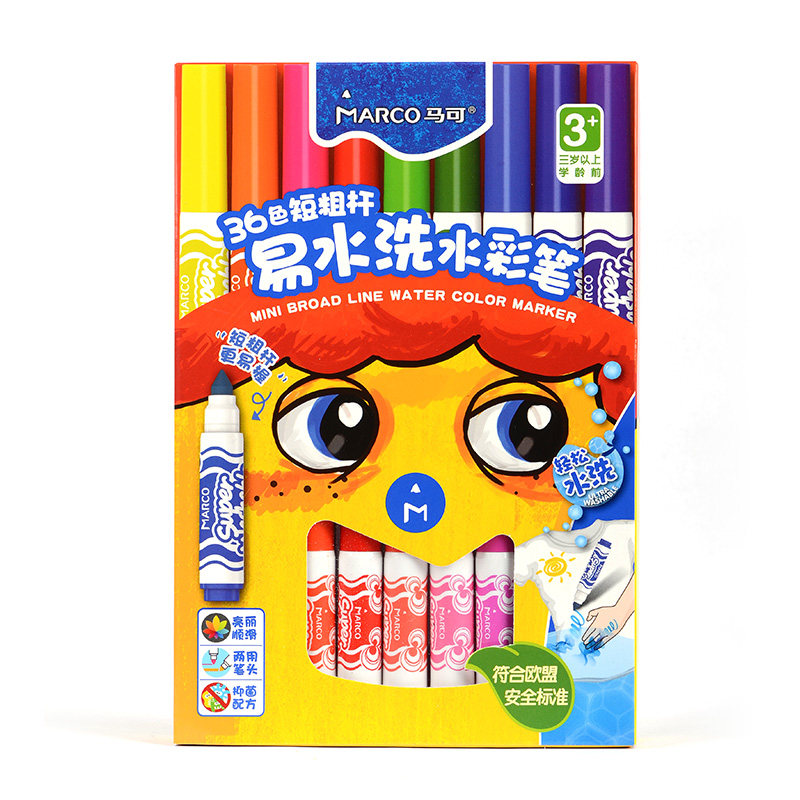 马可儿童绘画环保12/24/36色可水洗彩色小学生 水彩笔短粗杆1642|msdalam kategori Kamus elektronik/buku kertas elektronik/alat tulis, alat lukisan/kayu dicat/bekalan Calligraphy, pen cat air - dari Buy2taobao.com untuk memberikan perkhidmatan ejen Taobao profesional membeli