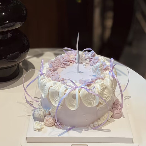 浪漫紫女神节蛋糕装饰插件0.3cm0.6cm1cm细丝带蝴蝶结芭蕾舞烛台
