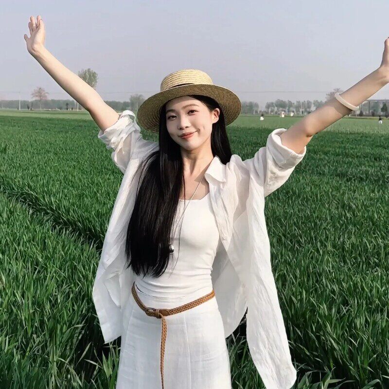 白色防晒衬衫外套女夏季2