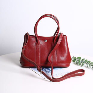 红色女包真皮手提包女轻奢花园包小号头层牛皮通勤时尚 单肩斜挎包