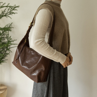 秋冬新款 女包真皮通勤大包包大容量水晶植鞣皮头层牛皮单肩斜挎包