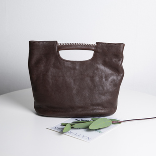 2025新款 植鞣皮手提包女真皮小众设计高级感单肩斜挎包头层牛皮