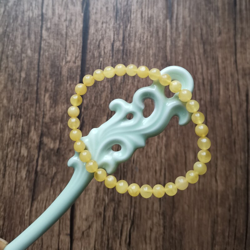原矿蜜蜡单圈手链鸡油黄花白蜜
