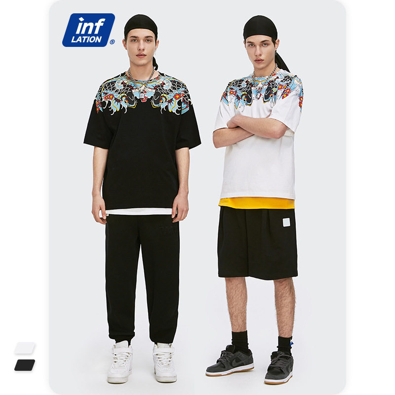 INF men's wear| 2021 Spring and summer new pattern street Cotton Koi printing oversized Joker T-shirtin the Men's clothing, T-shirt  category - from Buy2taobao.com to provide professional Taobao agent buy service