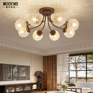 中古客厅吊灯美式 复古轻奢餐厅北欧魔豆灯具 南洋风铁艺卧室法式