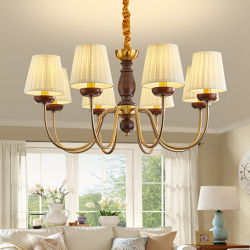 新款美式客厅吊灯vintage中古卧室餐厅灯高级感实木房间艺术灯具,家装灯饰光源,客厅吊灯,淘宝优惠券,粉丝福利购,淘宝优惠卷