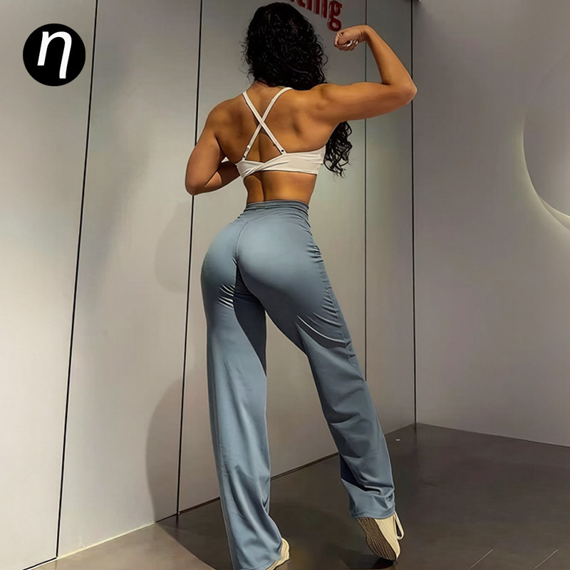 软糯超显臀裸感阔腿女蜜桃臀高腰瑜伽直筒裤外穿高弹力运动健身裤