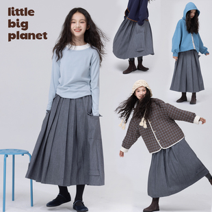 灵感百褶裙 春秋百搭女童半身裙 律动灰高智风经典 小小大星球童装