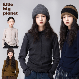 内搭 四色男女童冬保暖长袖 小小大星球童装 热皮混纺密拷边打底衫