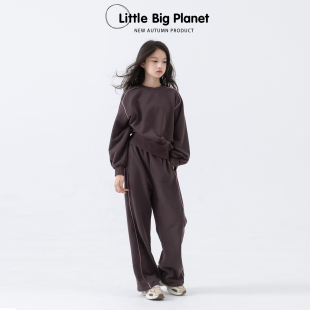 卫裤 小小大星球童装 春秋女童套头卫衣 休闲运动套装 两件套 美式