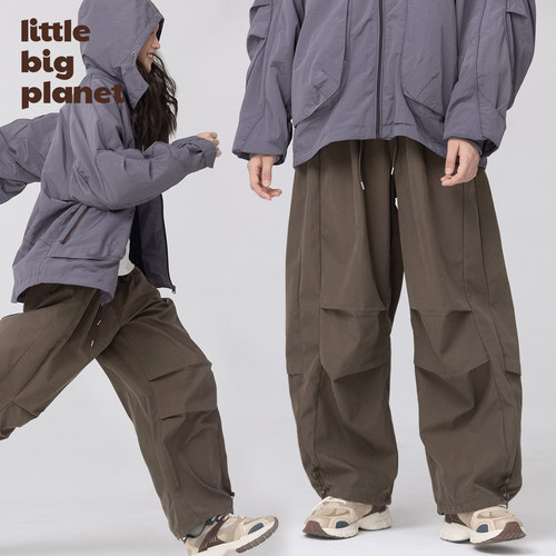 小小大星球户外山系风廓形伞兵裤