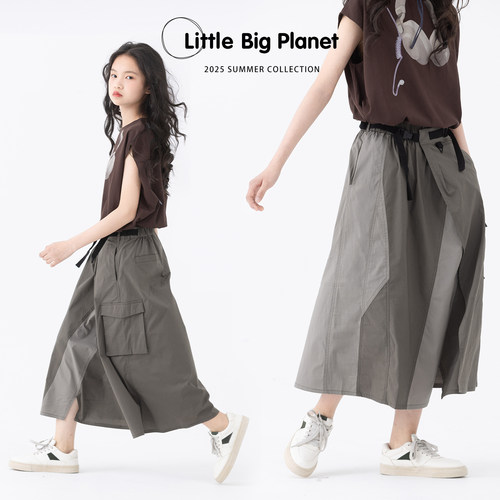 小小大星球童装山系复古工装裙