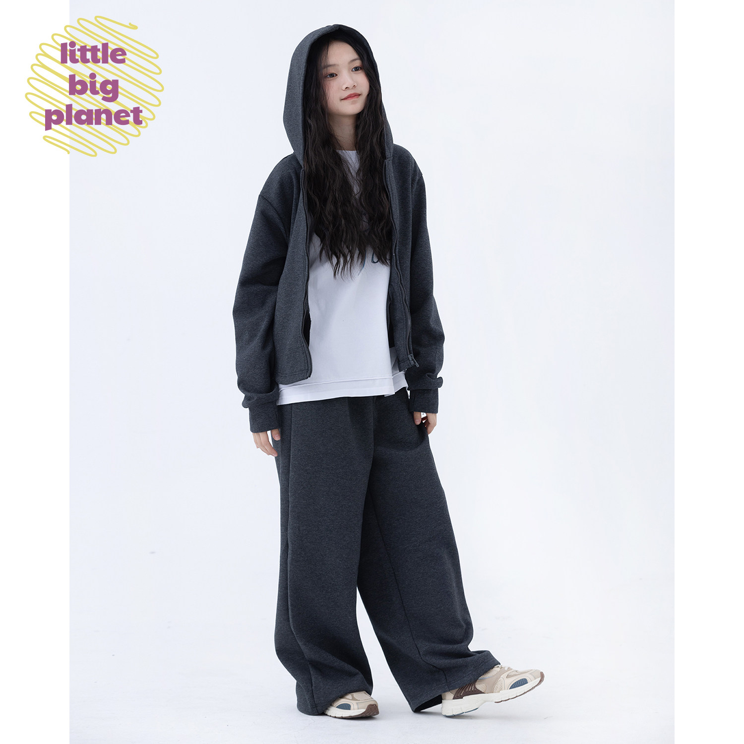 小小大星球童装 空气层连帽套装 男女童短款外套+休闲卫裤两件套