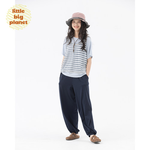 小小大星球女童条纹T恤两件套