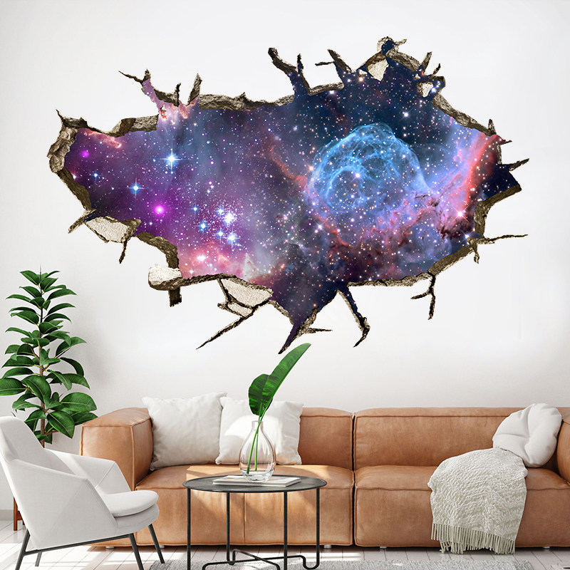 创意宇宙星球墙贴儿童房太空壁纸男孩房间墙纸卧室背景墙卡通壁画