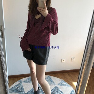 小众先锋 2021春季 包邮 T恤女装 时尚 心形镂空绣花闪光长袖 荆棘丛