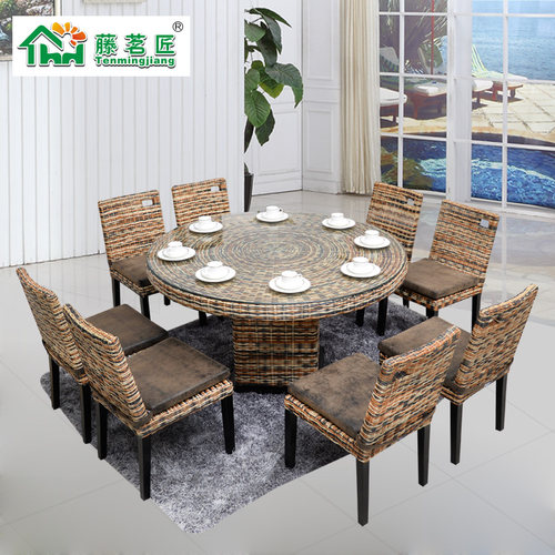 酒店餐厅藤桌椅藤编椅靠背椅桌椅