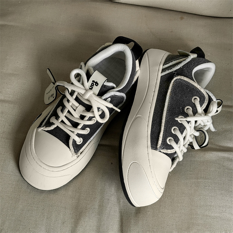 檀健次同款面包鞋男女款厚底增高小众设计包包帆布鞋情侣休闲板鞋