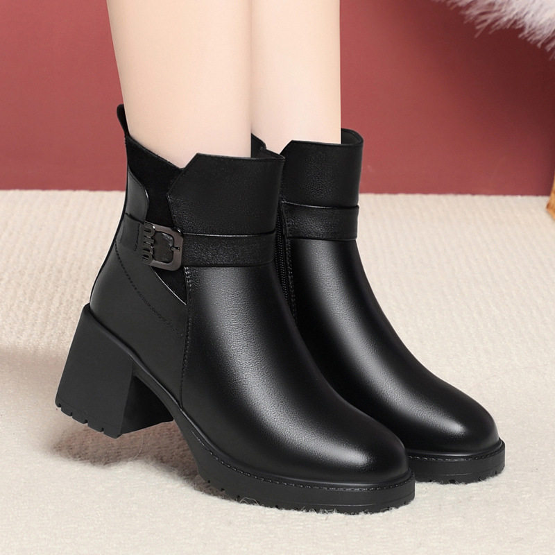 2025真皮软皮女鞋棉鞋女冬加绒羊毛短靴妈妈棉靴粗跟女靴马丁靴,运动鞋new,运动休闲鞋,淘宝优惠券,粉丝福利购,淘宝优惠卷