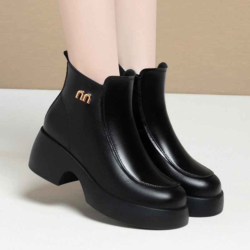 新款女鞋秋冬款靴子防滑百搭优雅加绒皮鞋松糕底马丁靴厚底妈妈鞋,运动鞋new,运动休闲鞋,淘宝优惠券,粉丝福利购,淘宝优惠卷