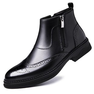 马丁靴男中帮工装男鞋英伦风冬季加绒韩版百搭潮高帮软皮短靴37码