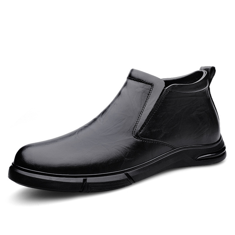 头层牛皮冬季男士棉鞋真皮羊毛加绒保暖中年爸爸男款休闲男鞋