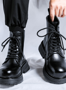 一件外贸马丁靴高帮男靴冬季加绒中帮皮鞋工装切尔西靴22712