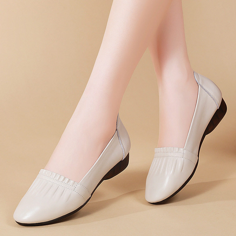 通勤真皮小白鞋软底浅口妈妈鞋休闲板鞋中老年女鞋一脚蹬平底鞋女,运动鞋new,运动休闲鞋,淘宝优惠券,粉丝福利购,淘宝优惠卷