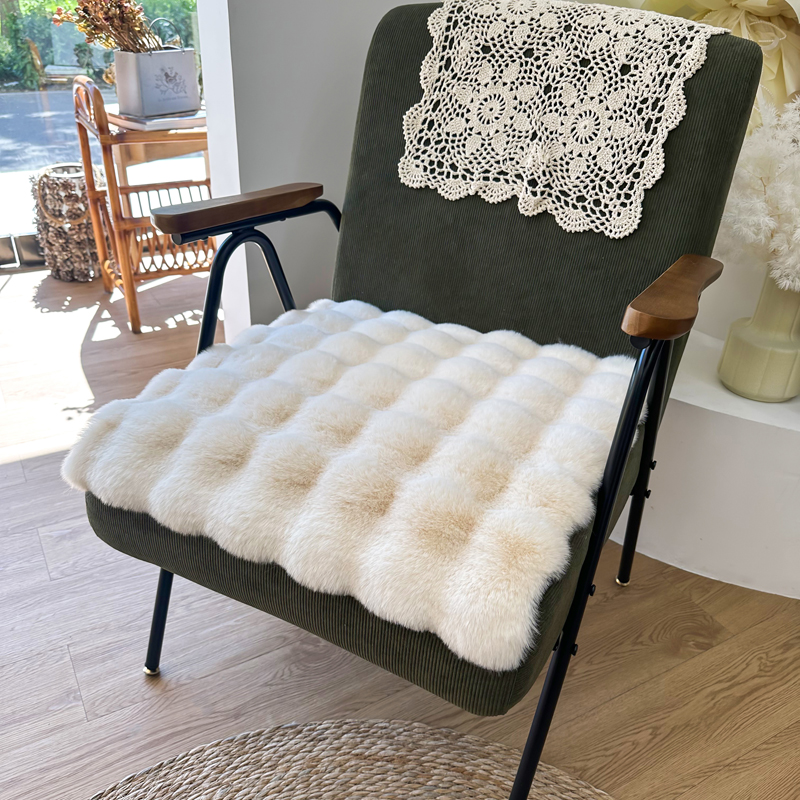 木馨居兔毛绒加厚防滑椅子垫