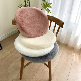 兔毛绒圆形椅垫办公室沙发坐垫秋冬季 休闲餐椅凳子座垫电脑椅屁垫