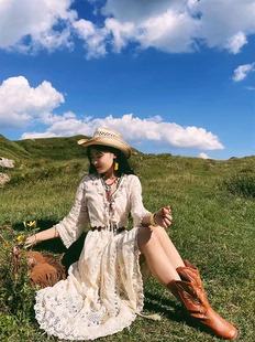 新疆西藏川西草原旅游穿搭连衣裙女夏云南丽江海边度假长裙子超仙