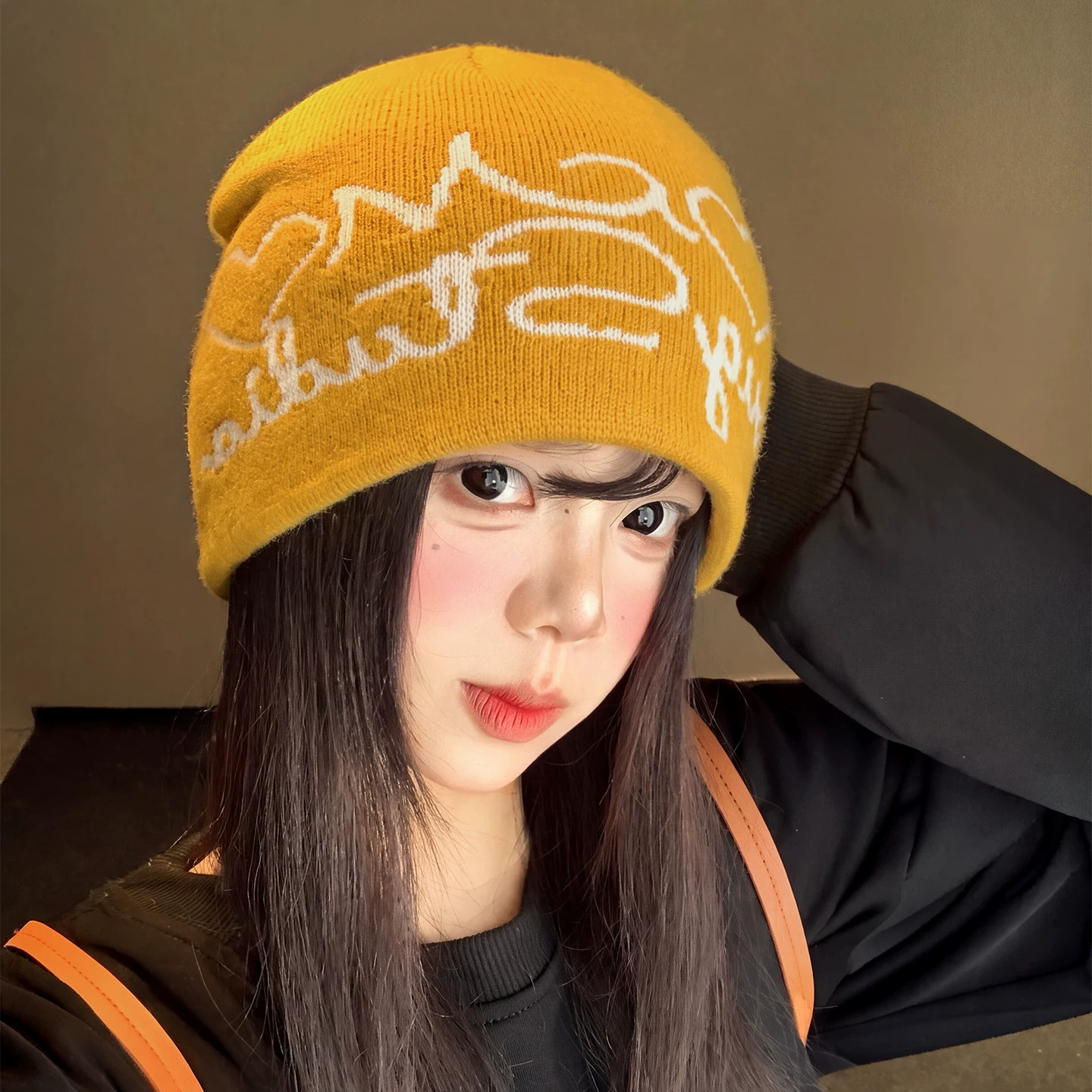 秋冬保暖显脸小堆堆帽女毛线帽子