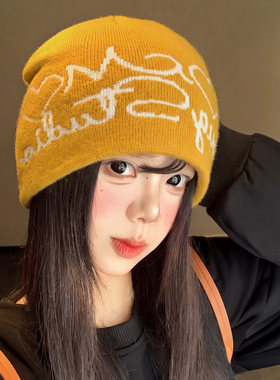秋冬保暖显脸小堆堆帽女毛线帽子