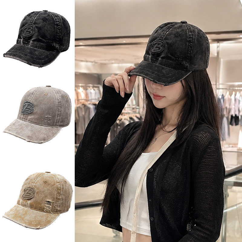 复古灯芯绒女士棒球帽防晒百搭