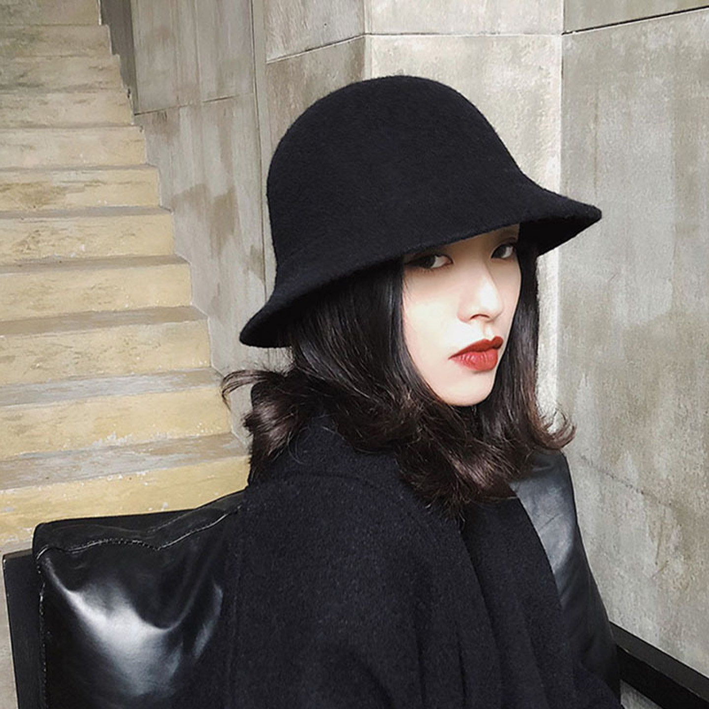 秋冬英伦复古毛绒加厚渔夫帽女