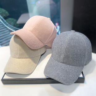 2025新款秋冬羊毛棒球帽男女百搭显脸小鸭舌帽高级感复古简约帽子