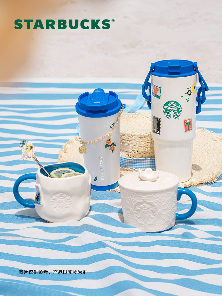 [Десять миллиардов субсидий] Коллекция Starbucks Cup Holiday из серии Sea Breeze Свежая и простая синяя кружка из нержавеющей стали Изображение 1