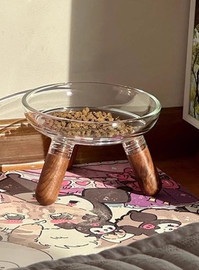 inherent同款猫碗狗碗不易打翻架保护颈椎喝水大口径狗盆加高