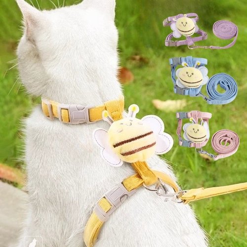猫咪牵引绳遛猫防挣脱外出宠物狗狗溜小猫工字可爱胸背带