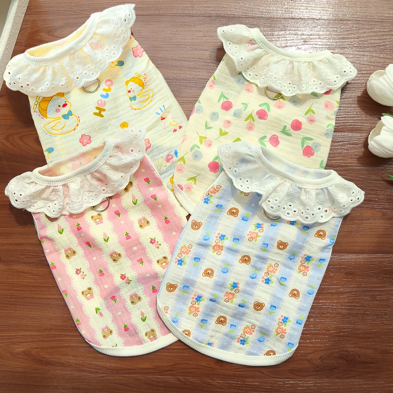 猫衣服全棉纱透气薄款狗狗猫咪宠物狗用品空调服可牵矮脚猫防掉毛