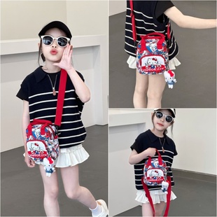 hellokitty女童可爱印花凯蒂猫手拎包小学生百搭休闲斜挎出游布包