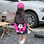 小女孩潮酷米奇斜挎包时尚 字母单肩包男女童轻便出行旅游背包 个性