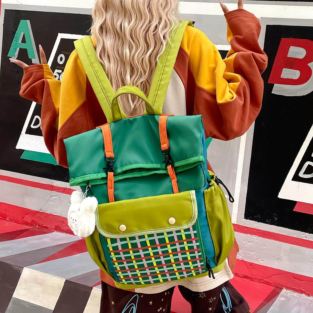 多巴胺双肩包包女2025新款时尚中小学生大容量书包出游旅行背包,箱包皮具/热销女包/男包,双肩背包,淘宝优惠券,粉丝福利购,淘宝优惠卷