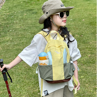 儿童撞色双肩包幼儿园男女童出游登山包户外休闲运动布包女童书包