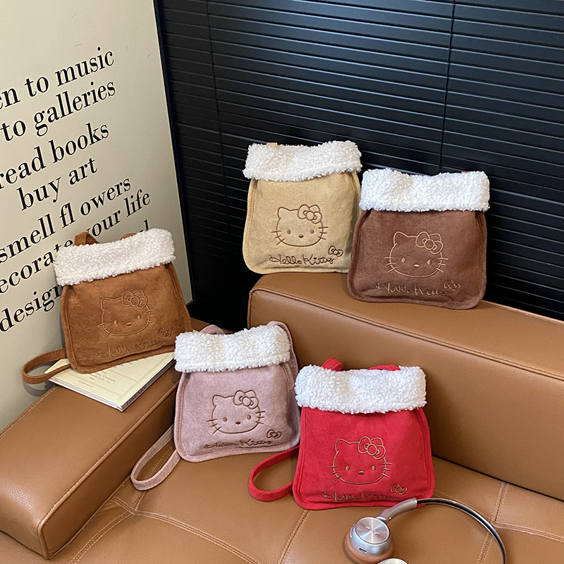 可爱儿童简约羊羔毛女猫咪