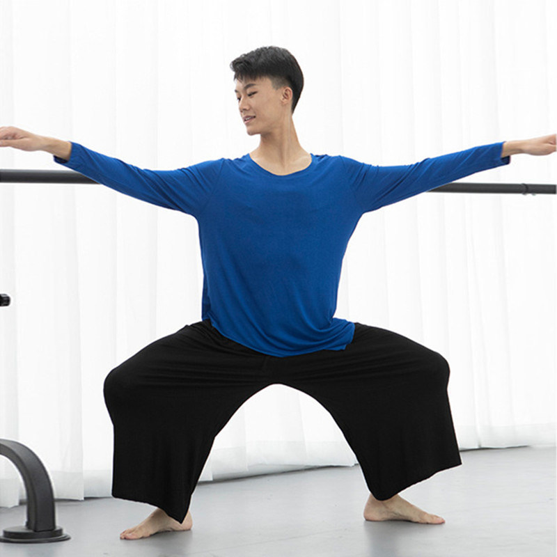 男生现代舞服套装宽松练功服芭蕾瑜伽形体表演广场舞莫代尔舞蹈服